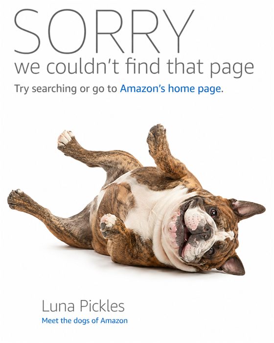 Parody error page: Luna Pickles the bulldog
